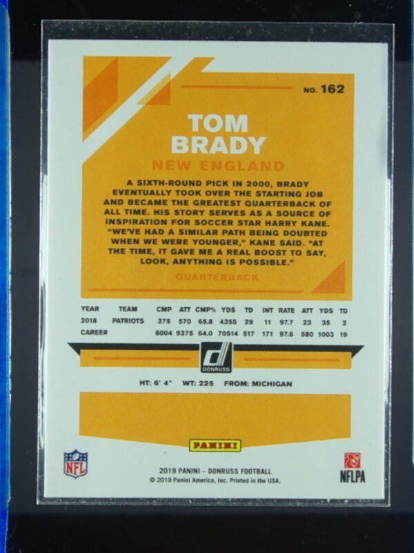2019 Donruss Tom Brady #162 Patriots - Image 3