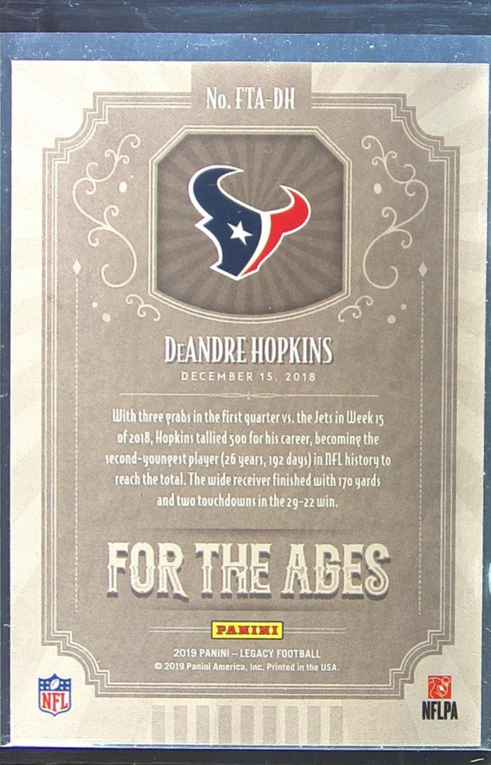 2019 Panini Legacy DeAndre Hopkins #FTA-DH Texans For the Ages - Image 3