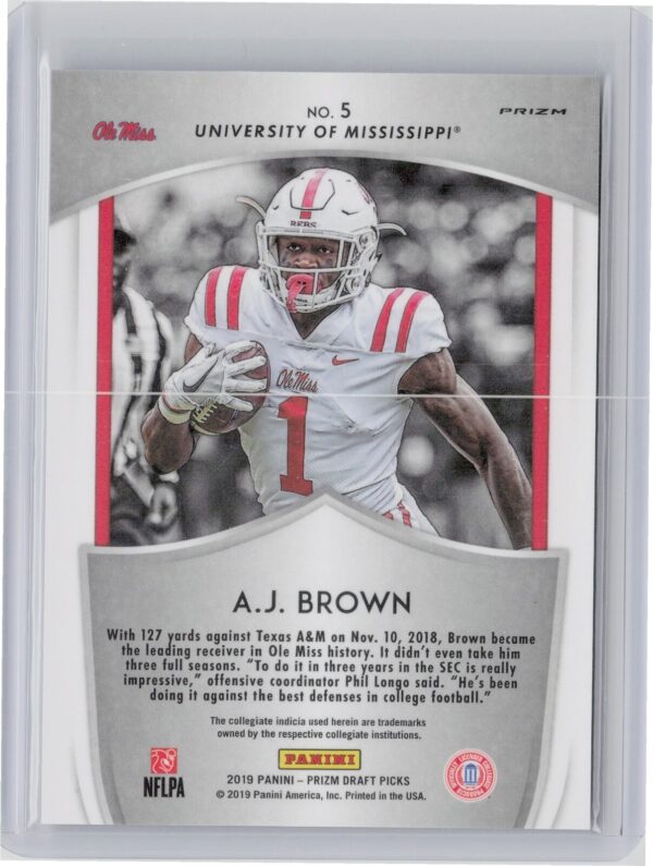 2019 Panini Prizm Draft Picks A.J. Brown #5 Rebels Crusade Prizms Purple - Image 3