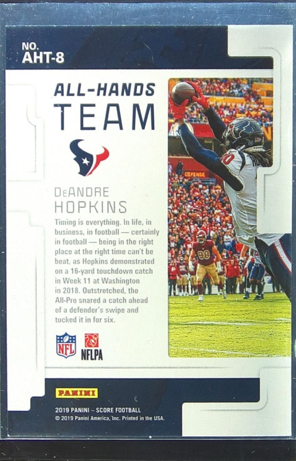 2019 Score DeAndre Hopkins #AHT-8 Texans All Hands Team Purple - Image 3