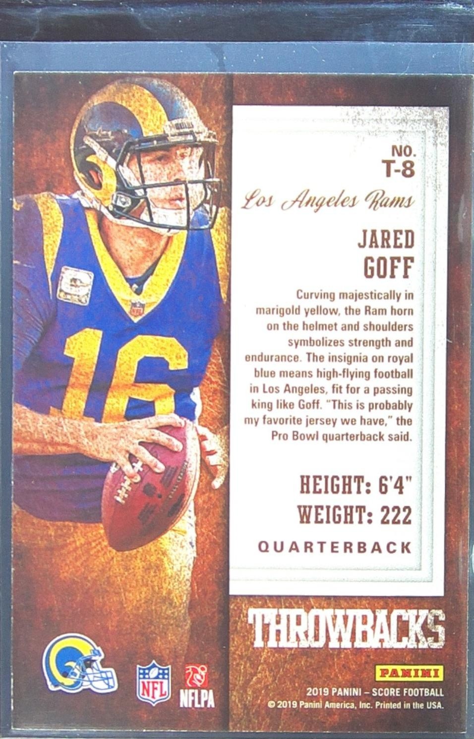 2019 Score Jared Goff #T-8 Rams Throwbacks - Image 3