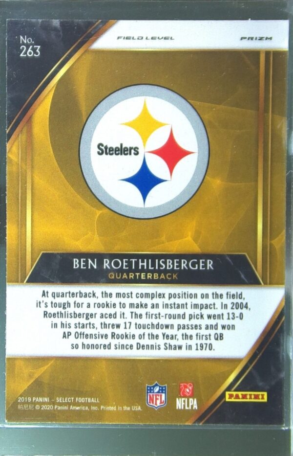 2019 Select Ben Roethlisberger Silver Prizm #263 Steelers - Image 3