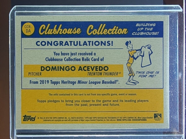 2019 Topps Heritage Minor League Domingo Acevedo SN99 MEM #CCR-DA Thunder Clubho - Image 3