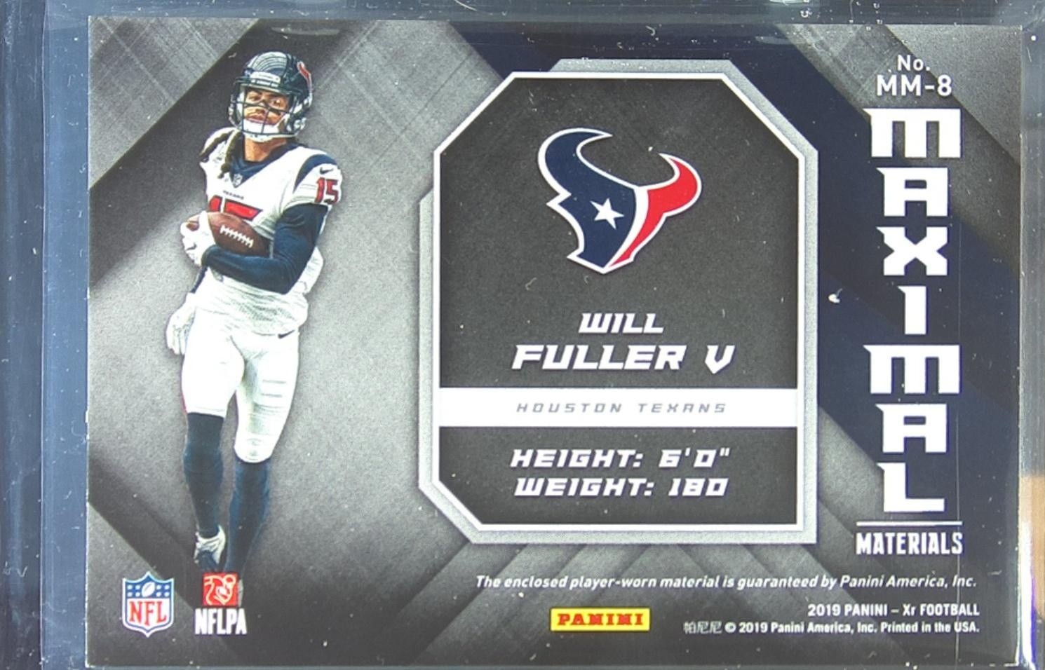 2019 XR Will Fuller V JSY /49 #MM-8 Texans Maximal Materials Blue - Image 3