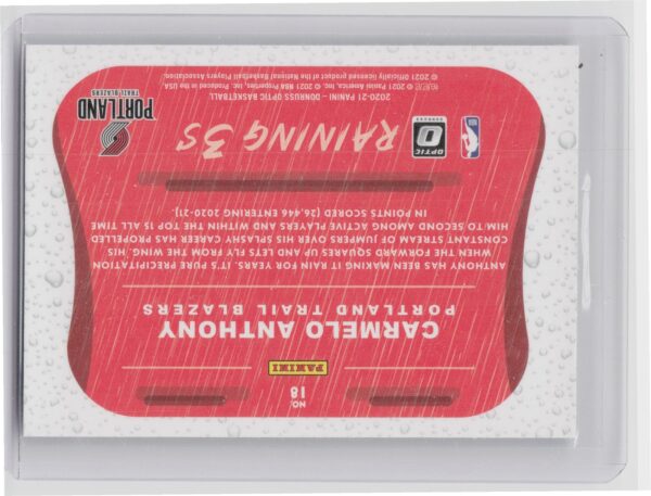 2020-21 Donruss Optic Carmelo Anthony #18 Blazers Raining 3s - Image 3