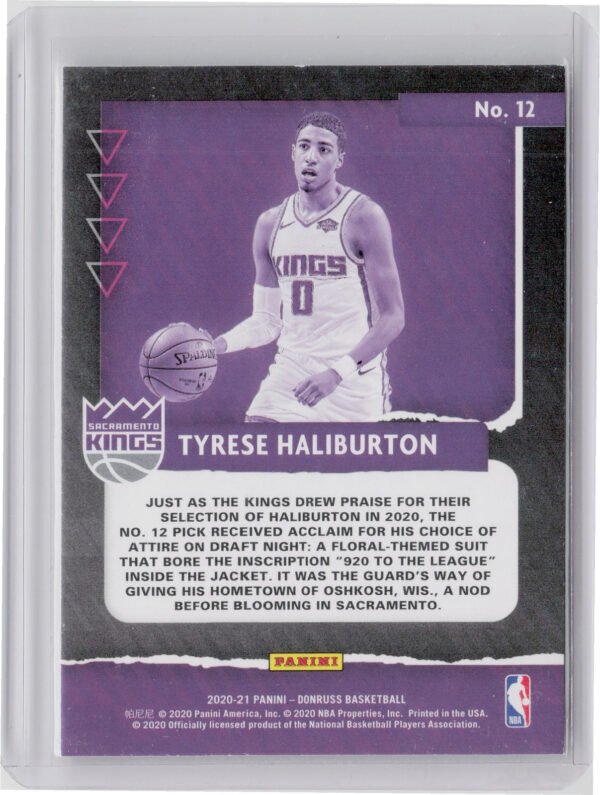2020-21 Donruss Tyrese Haliburton #12 Kings Great X Pectations - Image 3