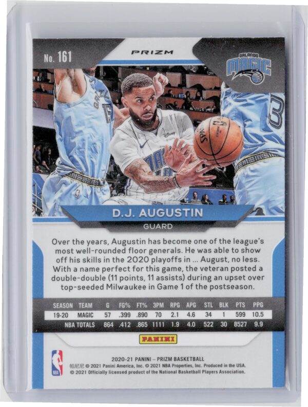 2020-21 Panini Prizm D.J. Augustin Choice Blue, Yellow and Green Prizms #161 Mag - Image 3