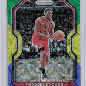 2020-21 Panini Prizm Thaddeus Young Choice Blue, Yellow and Green Prizms #165 Bu