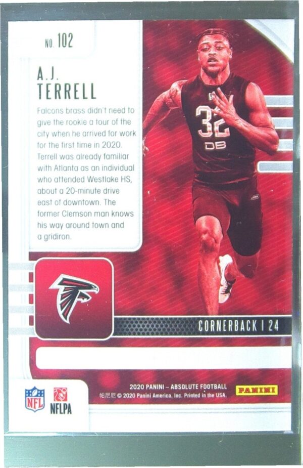 2020 Absolute A.J. Terrell Retail RC #102 Falcons - Image 3