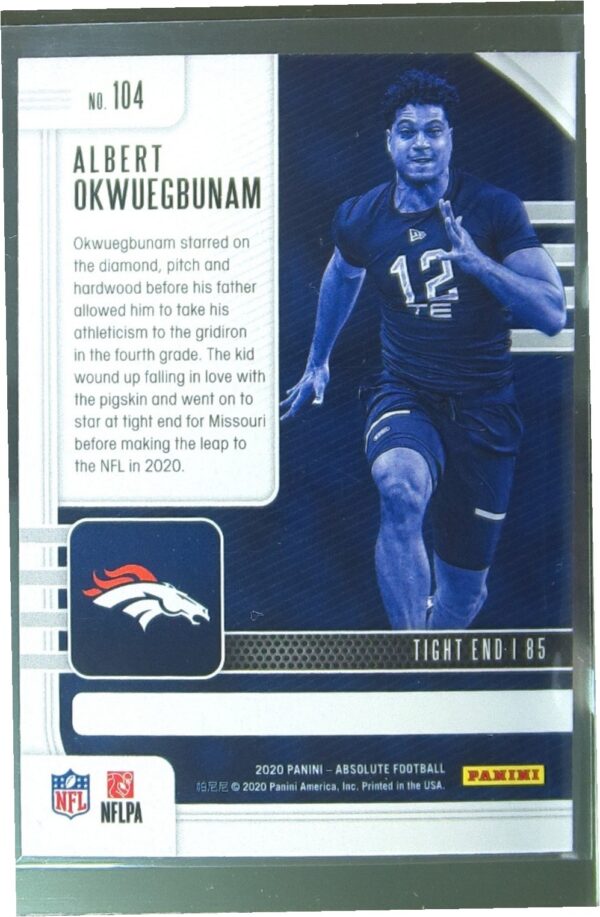 2020 Absolute Albert Okwuegbunam Retail RC #104 Broncos - Image 3