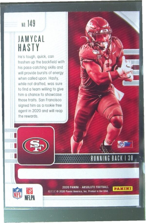 2020 Absolute JaMycal Hasty Retail RC #149 49ers - Image 3