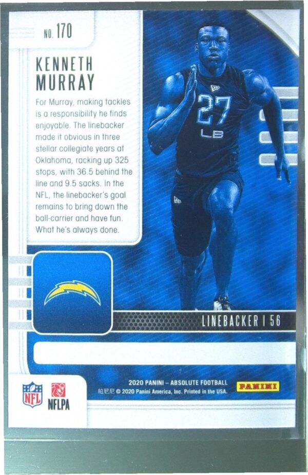 2020 Absolute Kenneth Murray Retail RC #170 Chargers - Image 3