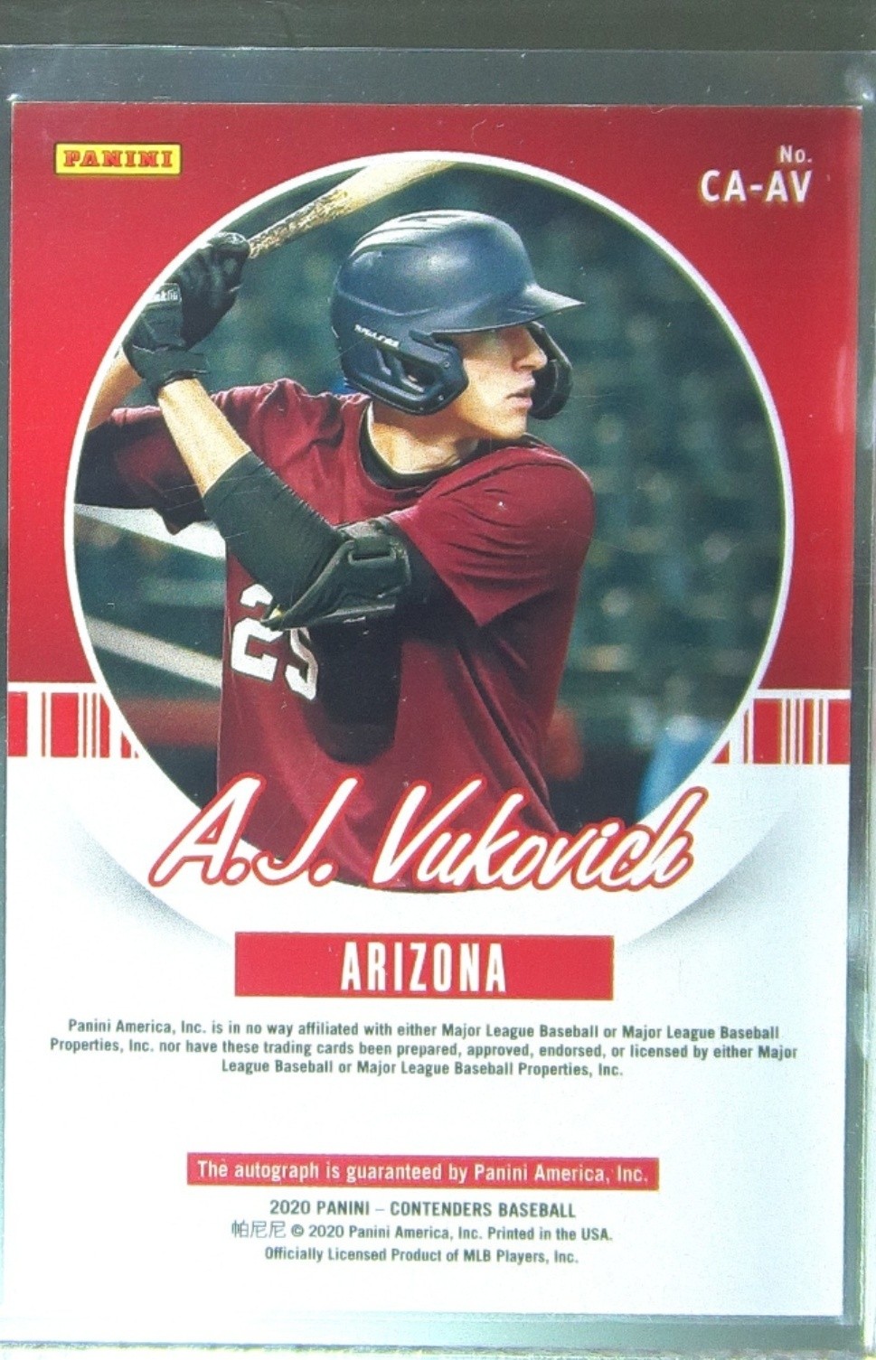 2020 Contenders A.J. Vukovich Auto #CA-AV Diamondbacks Contenders Autographs - Image 3