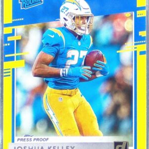 2020 Donruss Joshua Kelley Press Proof Yellow RC #338 Chargers