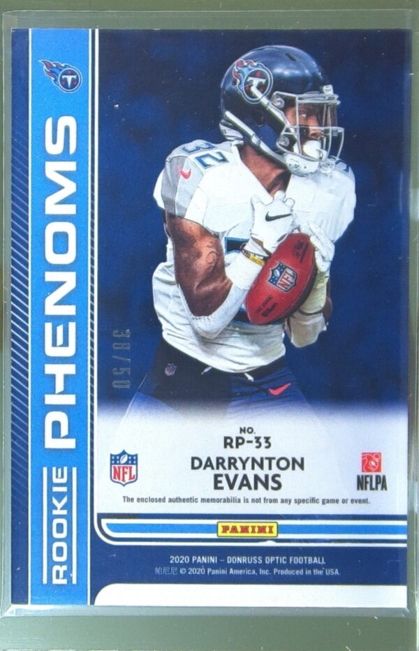 2020 Donruss Optic Darrynton Evans JSY RC #RP-33 Titans Rookie Phenoms - Image 3