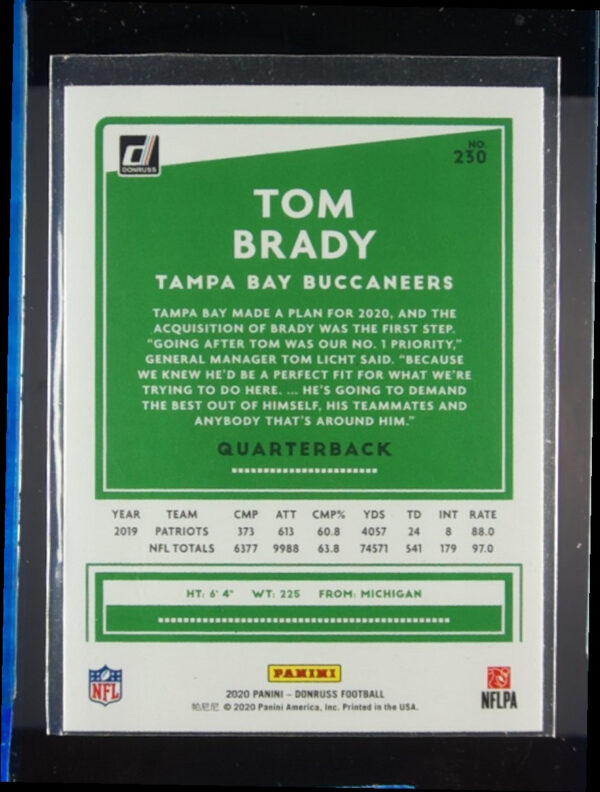 2020 Donruss Tom Brady #230 Buccaneers - Image 3