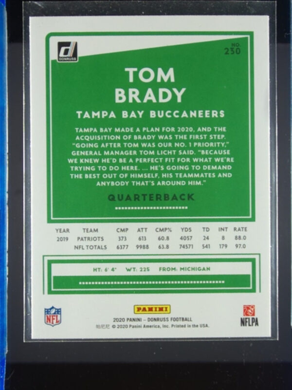 2020 Donruss Tom Brady Press Proof Blue #230 Buccaneers - Image 3