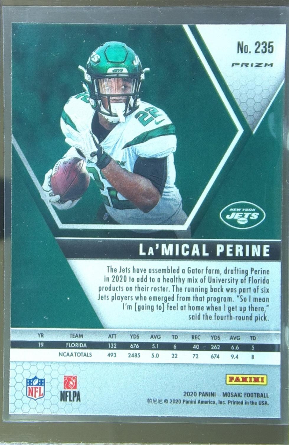 2020 Mosaic La'Mical Perine Prizm Camo Pink RC #235 Jets - Image 3