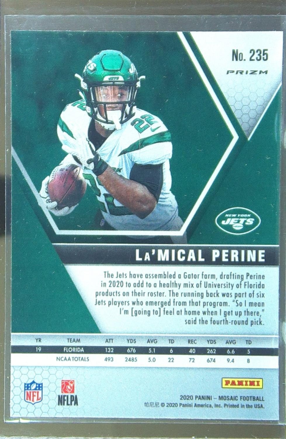 2020 Mosaic La'Mical Perine Prizm RC #235 Jets - Image 3