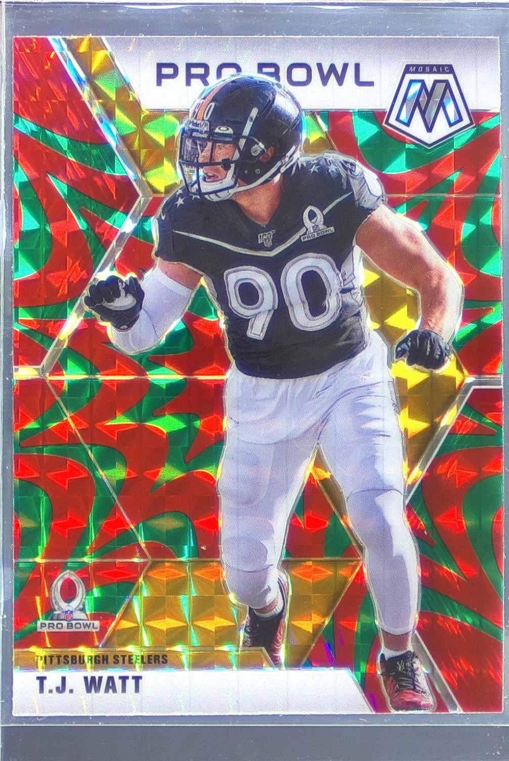 2020 Mosaic T.J. Watt Prizm Reactive Green #254 Steelers