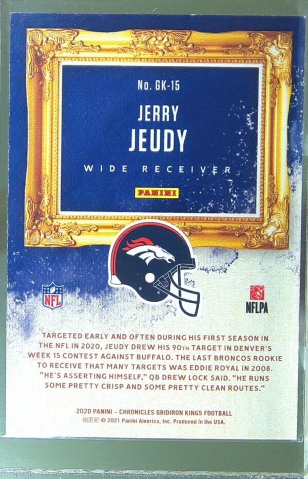 2020 Panini Chronicles Jerry Jeudy RC #GK-15 Broncos Gridiron Kings Green - Image 3