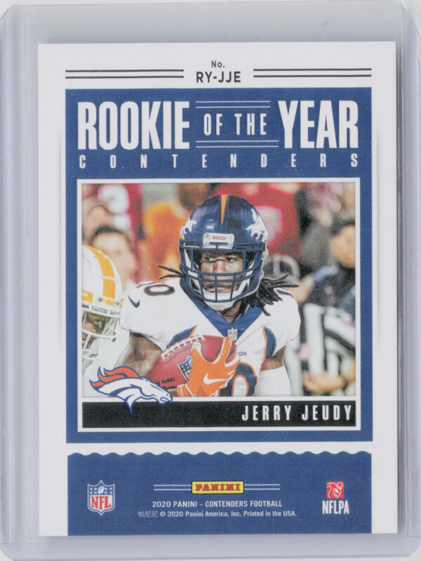 2020 Panini Contenders Jerry Jeudy SN25 #RY-JJE Broncos Rookie of the Year Conte - Image 3