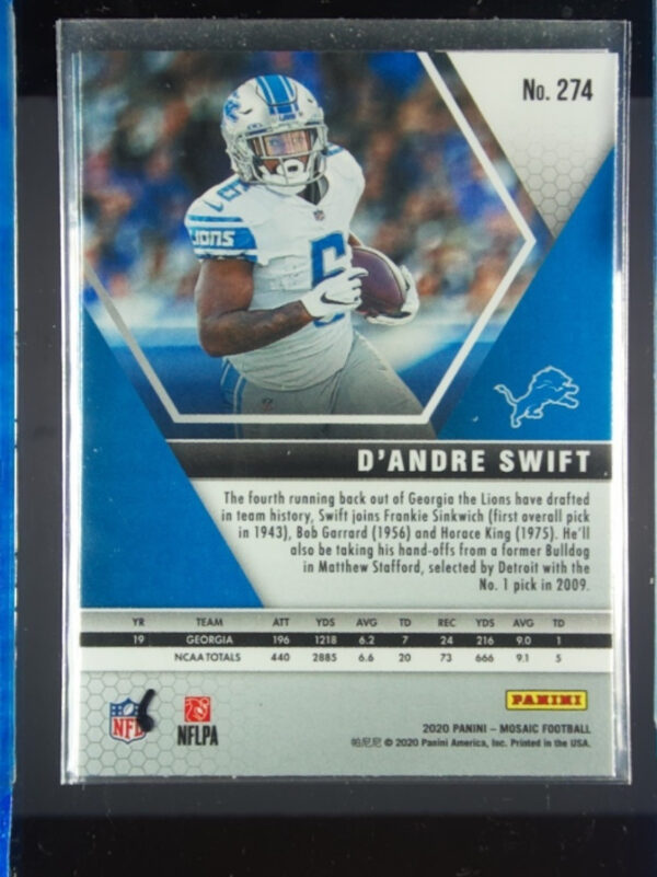 2020 Panini Mosaic D'Andre Swift #274 Lions - Image 3