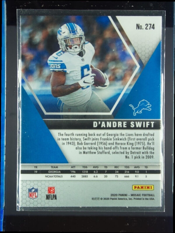 2020 Panini Mosaic D'Andre Swift #274 Lions - Image 3