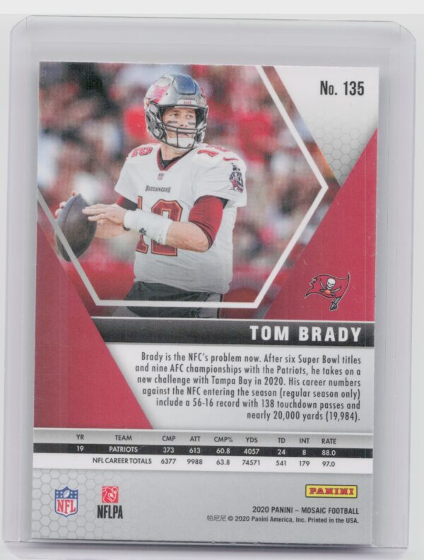 2020 Panini Mosaic Tom Brady #135 Buccaneers - Image 3