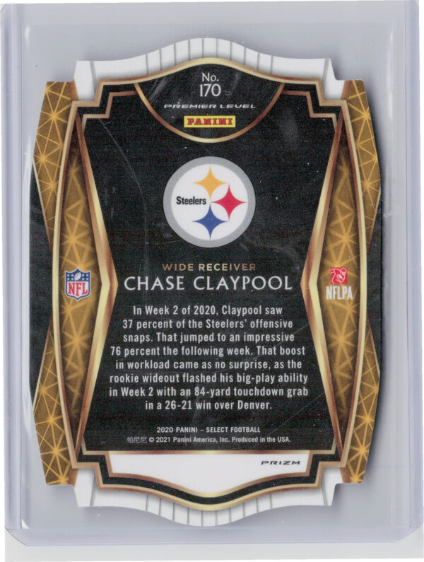 2020 Panini Select Chase Claypool Red Prizm Die Cut #170 Steelers - Image 3
