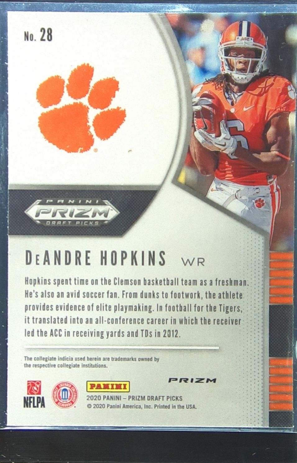2020 Prizm Draft Picks DeAndre Hopkins Prizms Orange #28 Tigers - Image 3