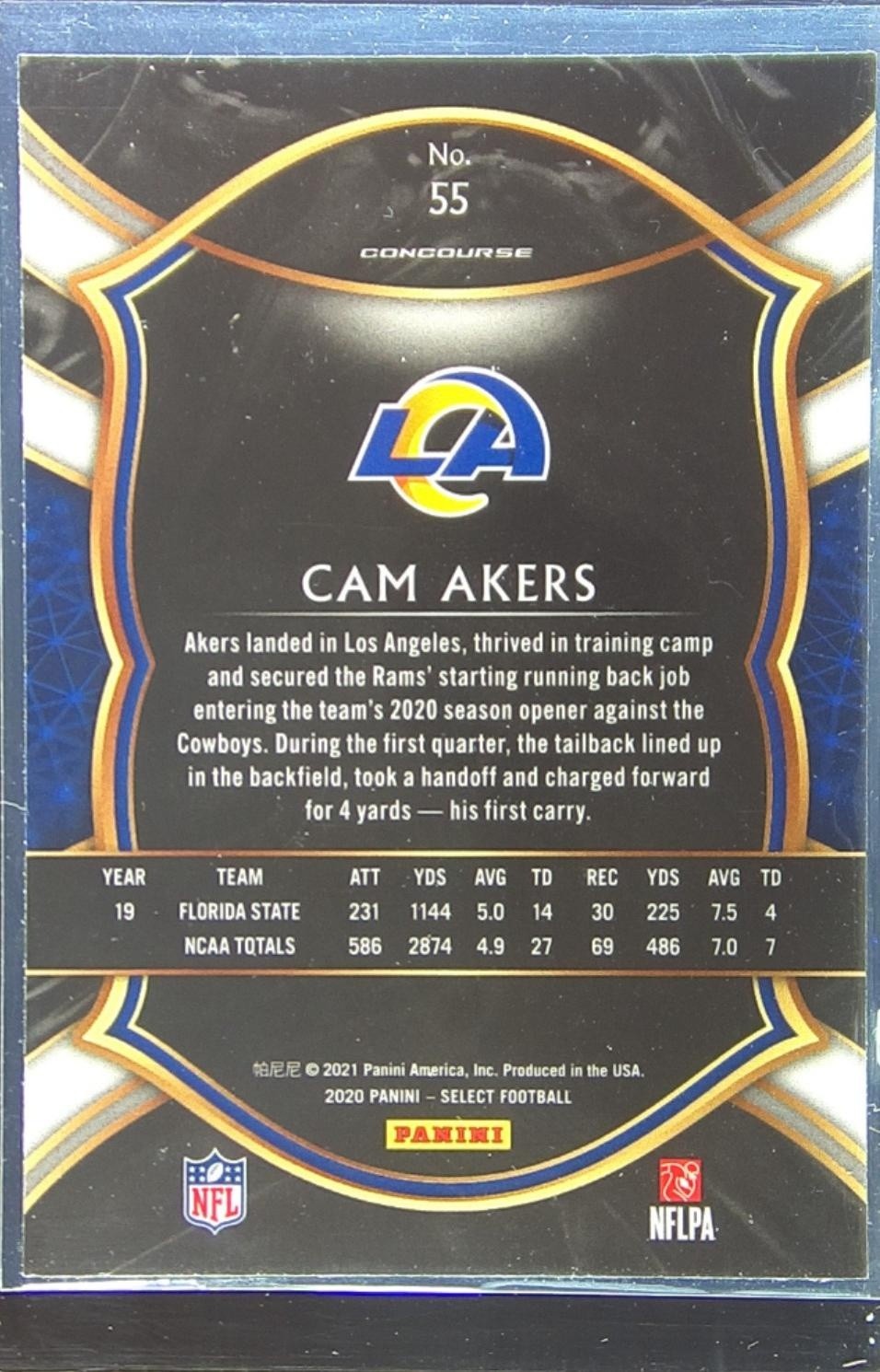 2020 Select Cam Akers RC #55 Rams - Image 3