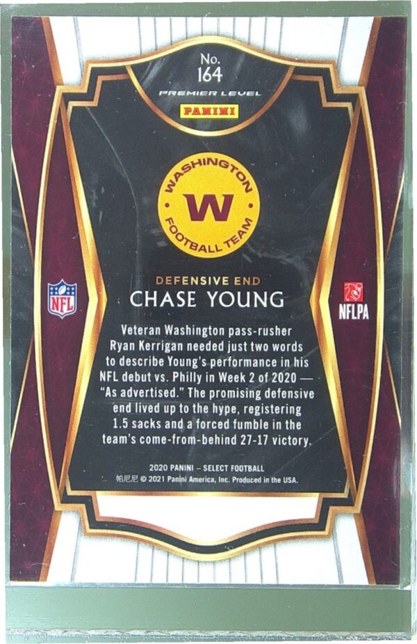 2020 Select Chase Young RC #164 Team - Image 3