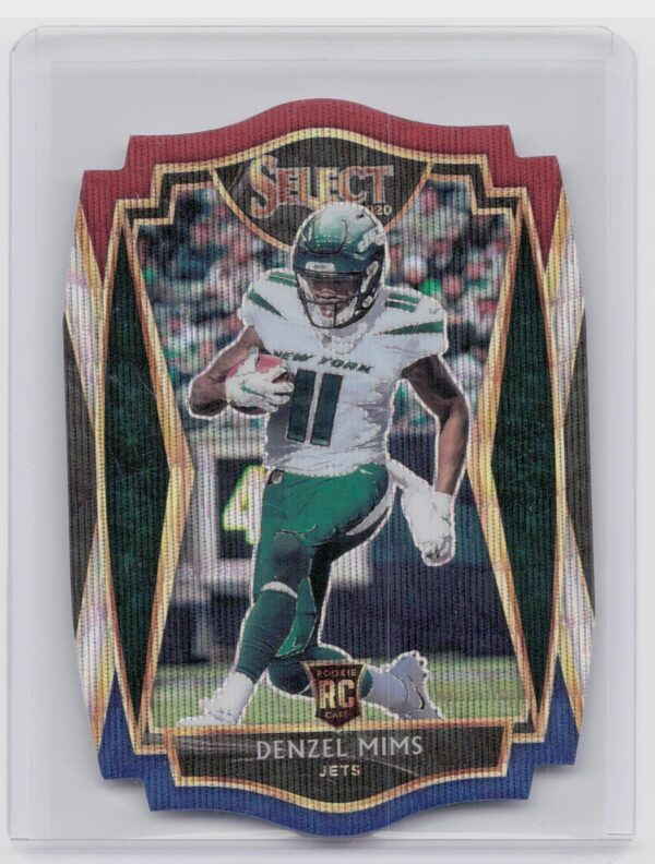 2020 Select Denzel Mims Rookie Premier Level Tri Color Prizm Die Cut #163 Jets