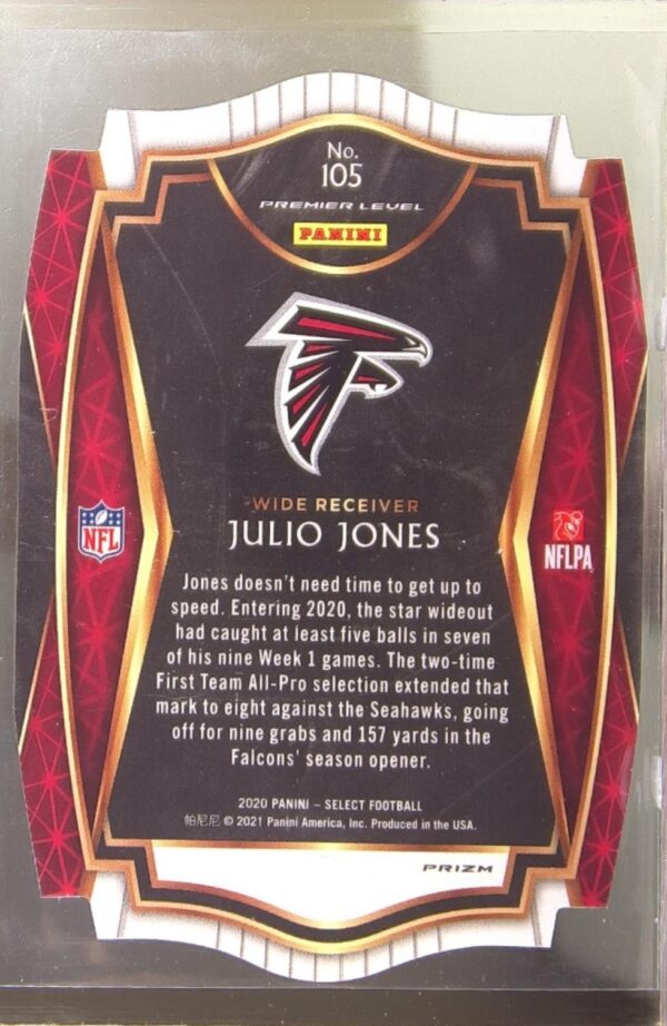 2020 Select Julio Jones Red Prizm Die Cut #105 Falcons - Image 3