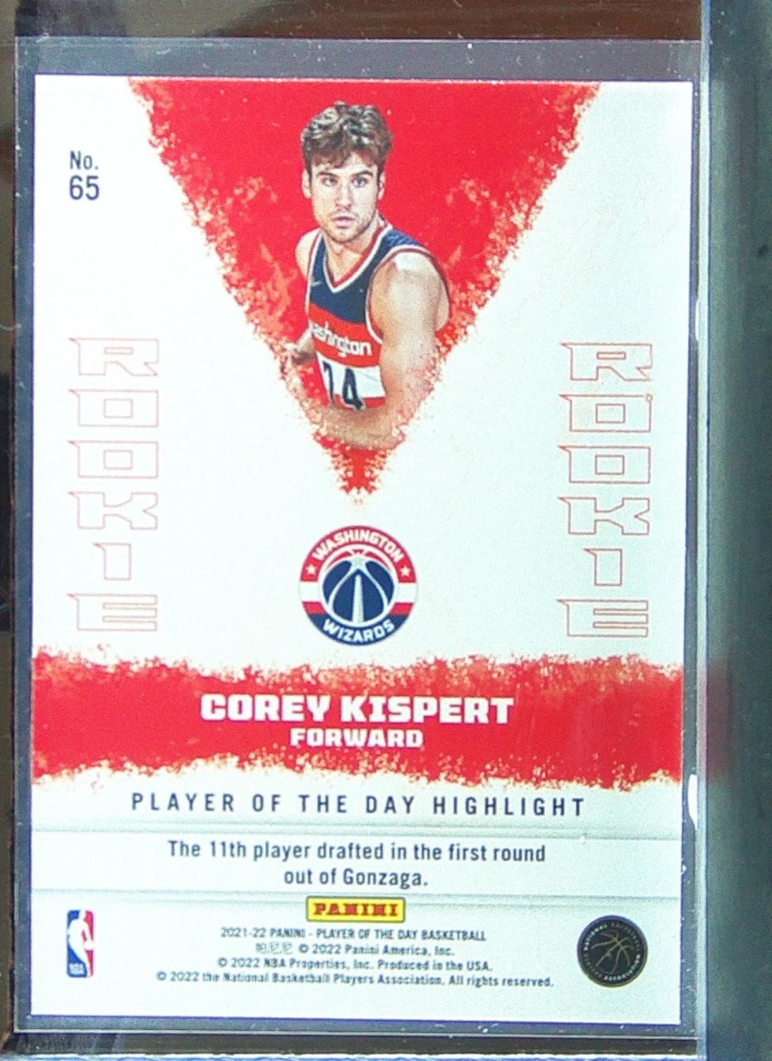 2021-22 Panini NBA Player of the Day Corey Kispert Silver RC #65 Wizards - Image 3