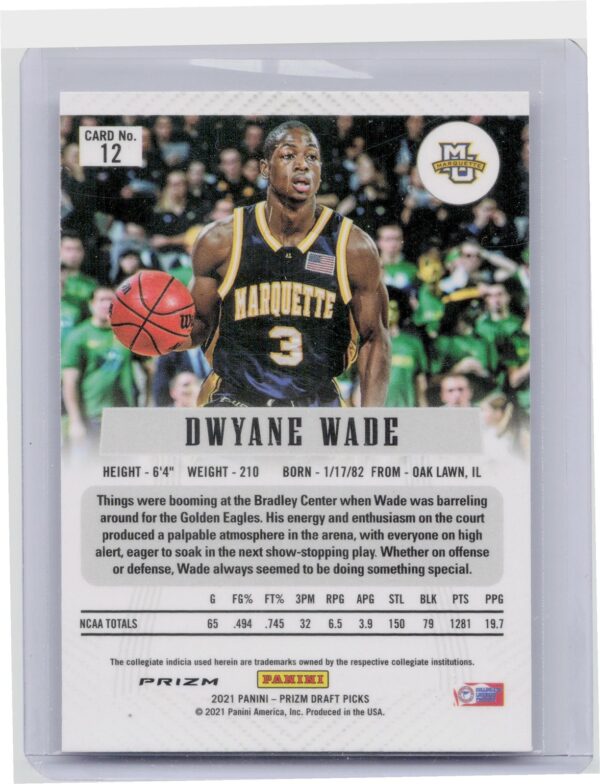 2021-22 Panini Prizm Draft Picks Dwyane Wade #12 Eagles Flashback Prizms Silver - Image 3