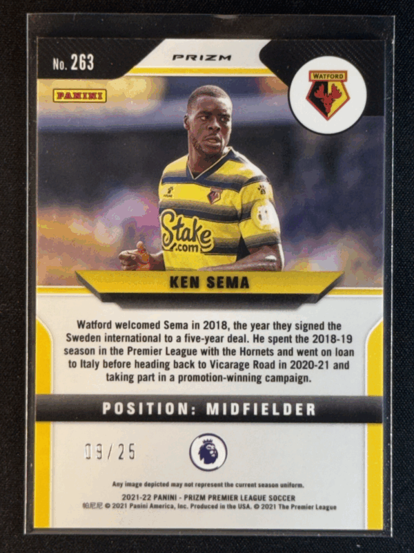 2021-22 Panini Prizm Premier League Ken Sema Breakaway Bronze /25 Rookie RC Watf - Image 3