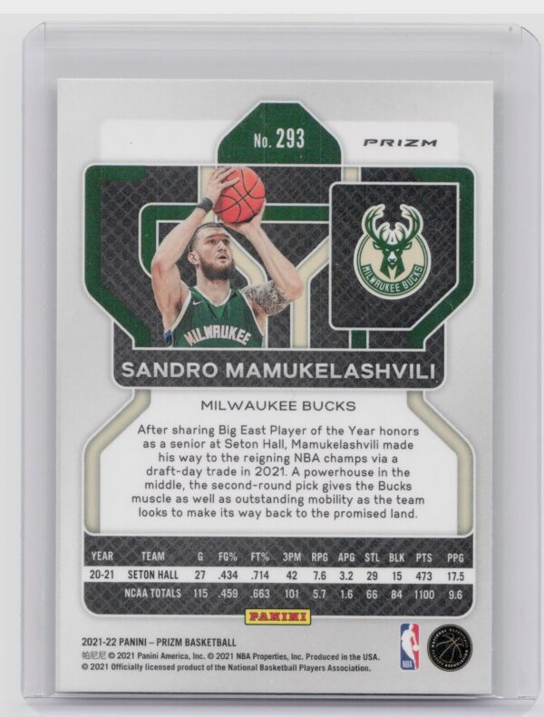 2021-22 Prizm Sandro Mamukelashvili Green #293 Bucks - Image 3