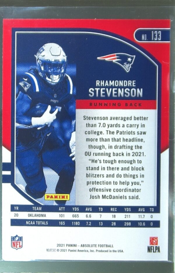 2021 Absolute Rhamondre Stevenson Retail RC #133 Patriots - Image 3