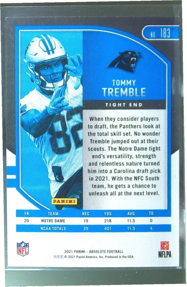 2021 Absolute Tommy Tremble Retail RC #183 Panthers - Image 3