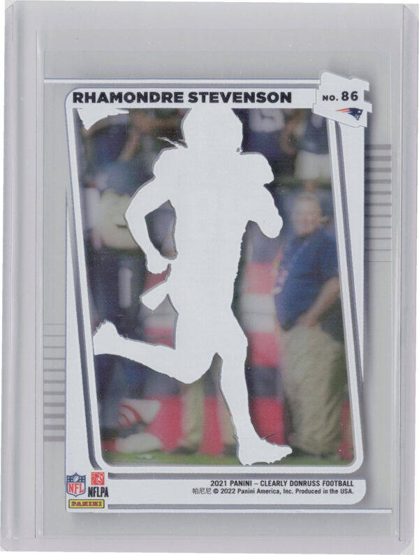 2021 Clearly Donruss Rhamondre Stevenson RC #86 Patriots - Image 3