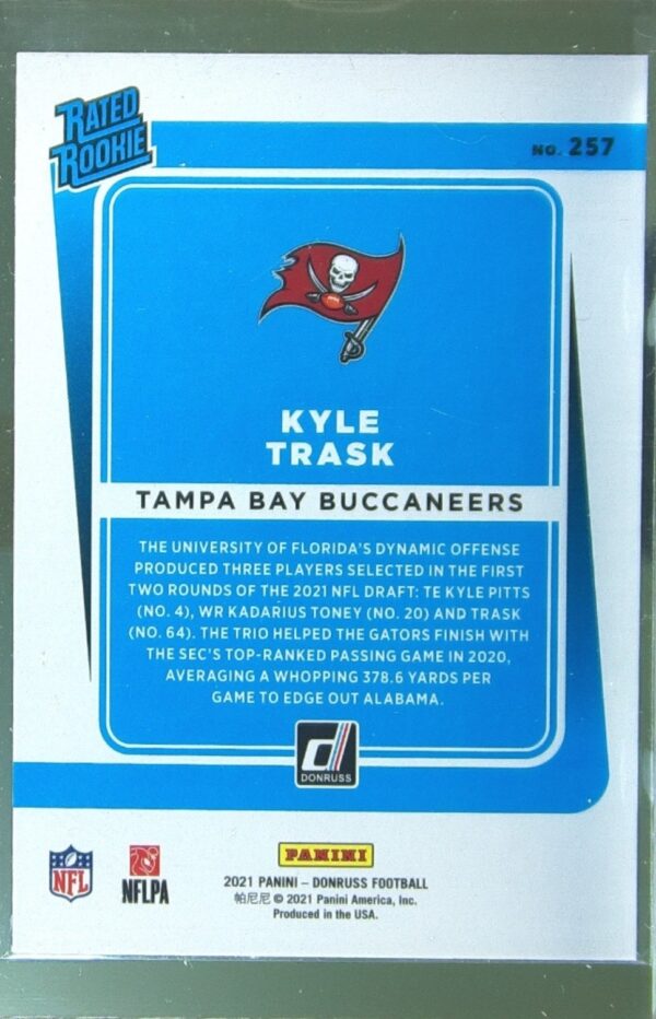 2021 Donruss Kyle Trask RC #257 Buccaneers - Image 3