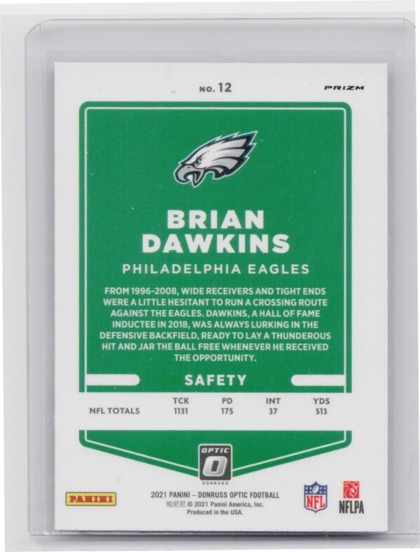 2021 Donruss Optic Brian Dawkins Holo #12 Eagles - Image 3
