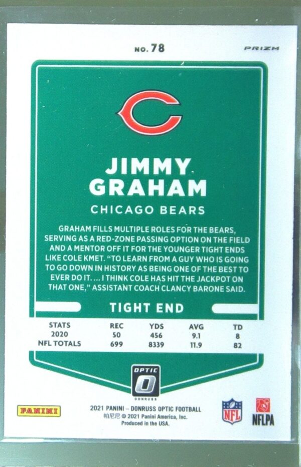 2021 Donruss Optic Jimmy Graham Holo #78 Bears - Image 3