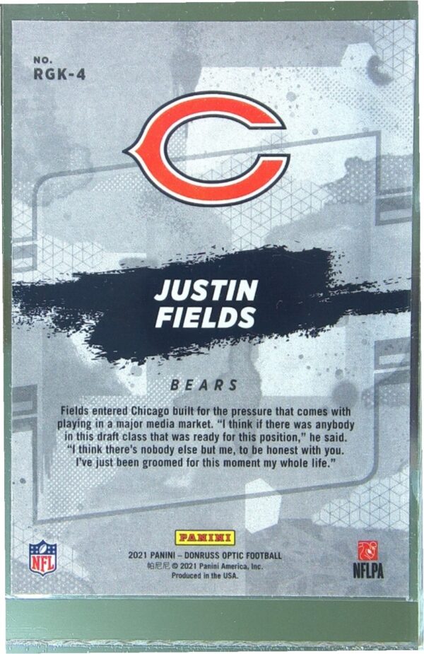 2021 Donruss Optic Justin Fields RC #RGK-4 Bears Rookie Gridiron Kings - Image 3