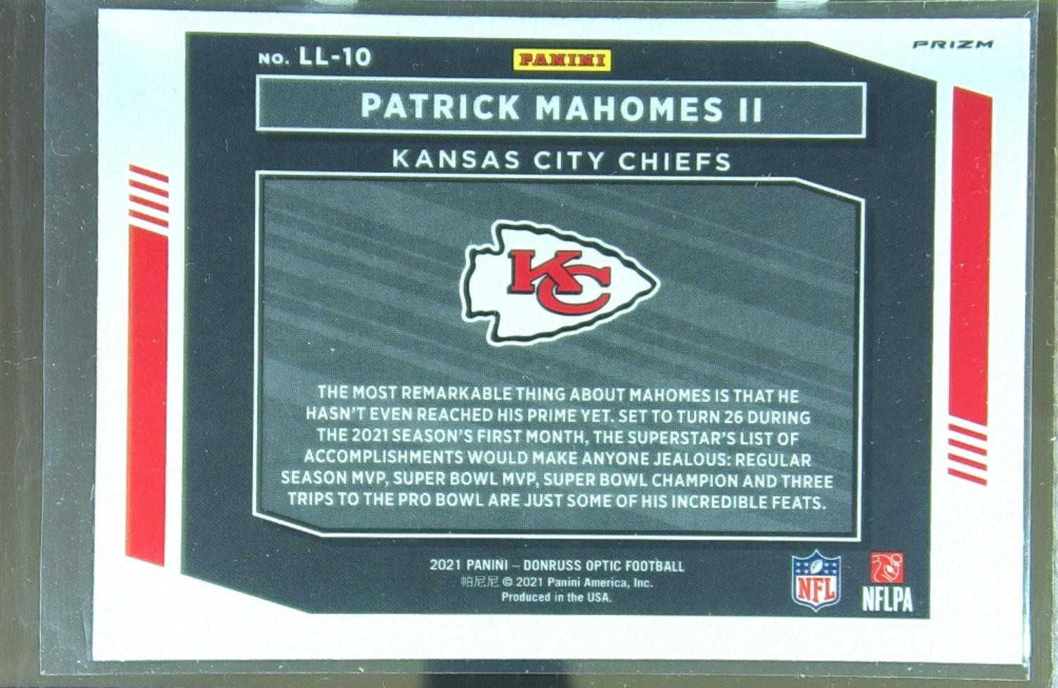 2021 Donruss Optic Patrick Mahomes II #LL-10 Chiefs Legendary Logos - Image 3