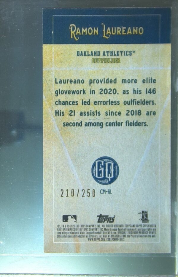 2021 Gypsy Queen Ramon Laureano /250 #CM-RL Athletics Captains Minis Indigo - Image 3