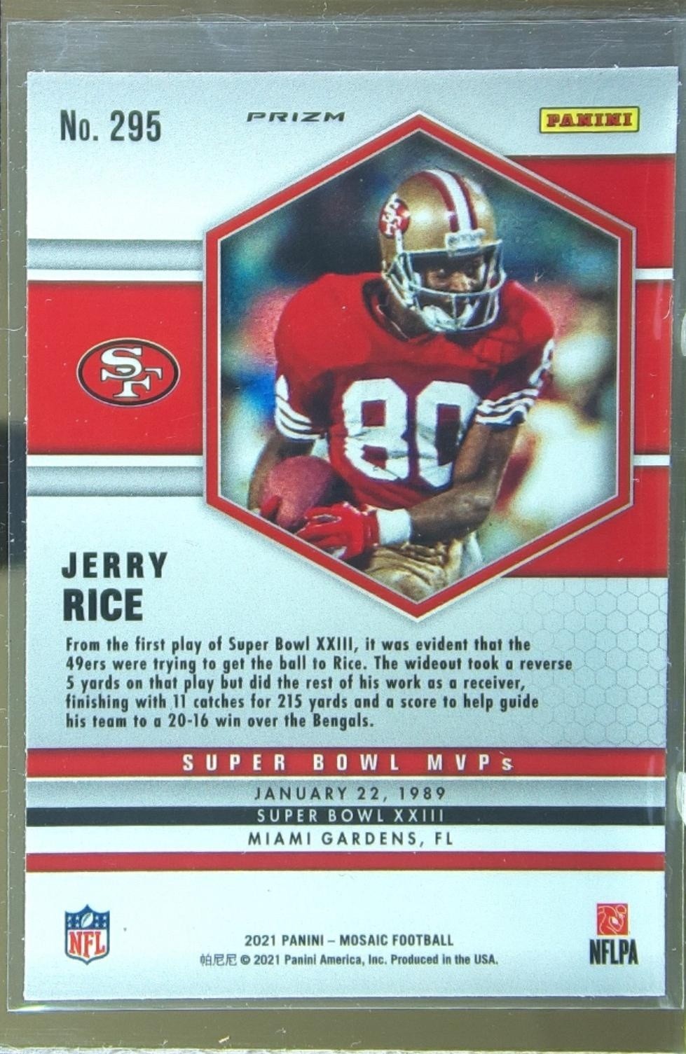 2021 Mosaic Jerry Rice Prizm #295 49ers - Image 3