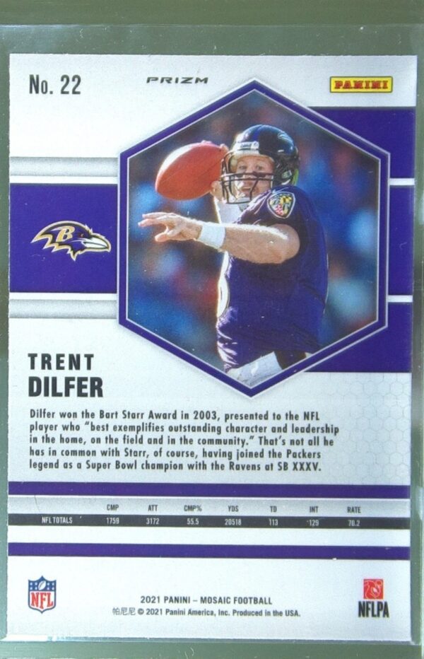 2021 Mosaic Trent Dilfer Prizm Silver #22 Ravens - Image 3